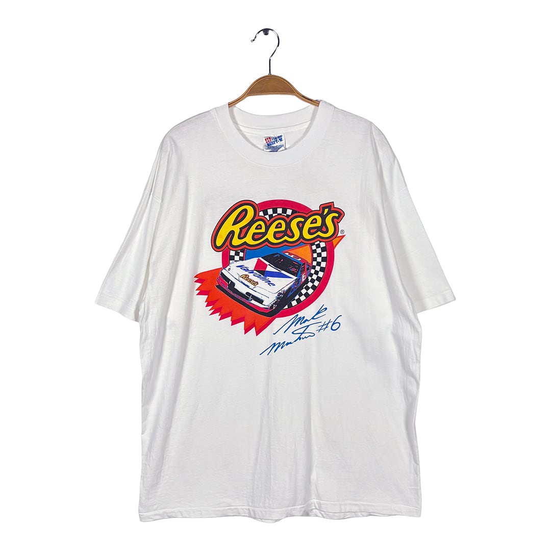 90s リーセスチョコ マークマーチン ナスカー USA製 ヴィンテージ Tシャツ ホワイト シングルステッチ サイズXL BZ0693