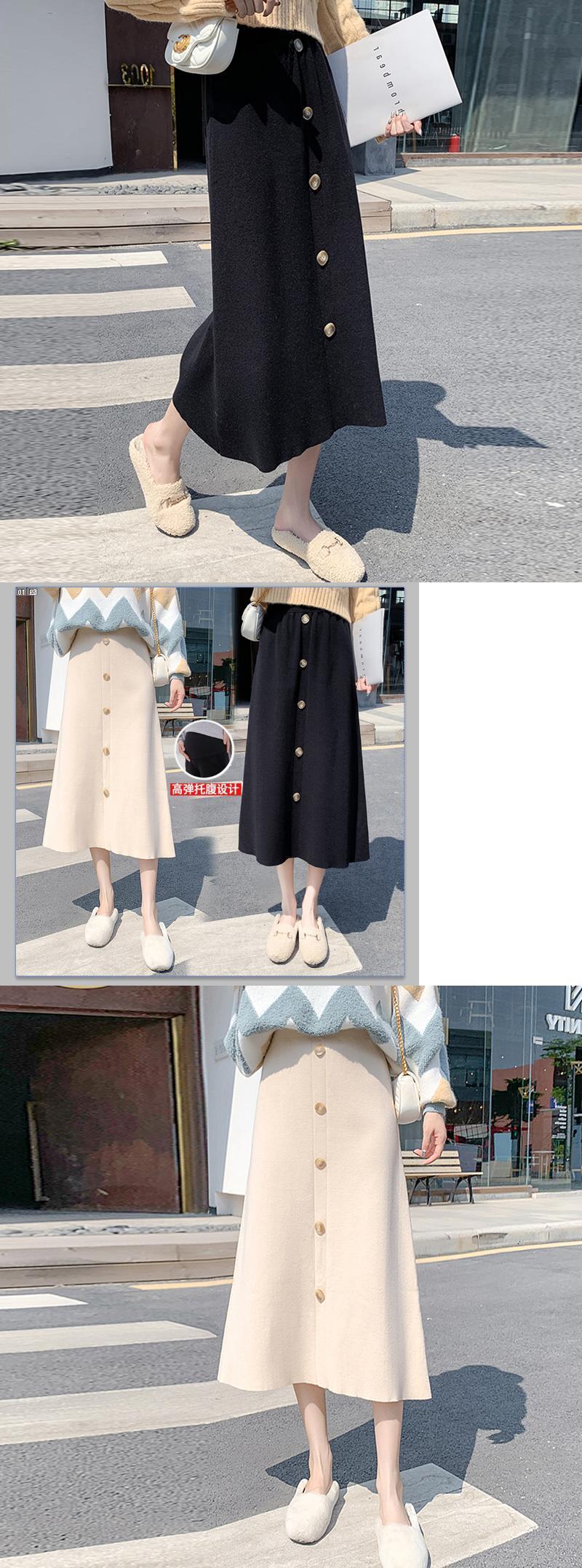 【新作】【送料無料】 2111＃秋冬厚手のニットマタニティスカートAラインビッグボトムスベリースカート洋服妊婦妊娠スカート オータム 秋物 ウィンター 冬物 AL expec45022121088