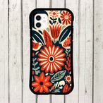受注生産 iPhoneケース 大きな赤い花の民芸柄｜ボタニカル FMSY093A