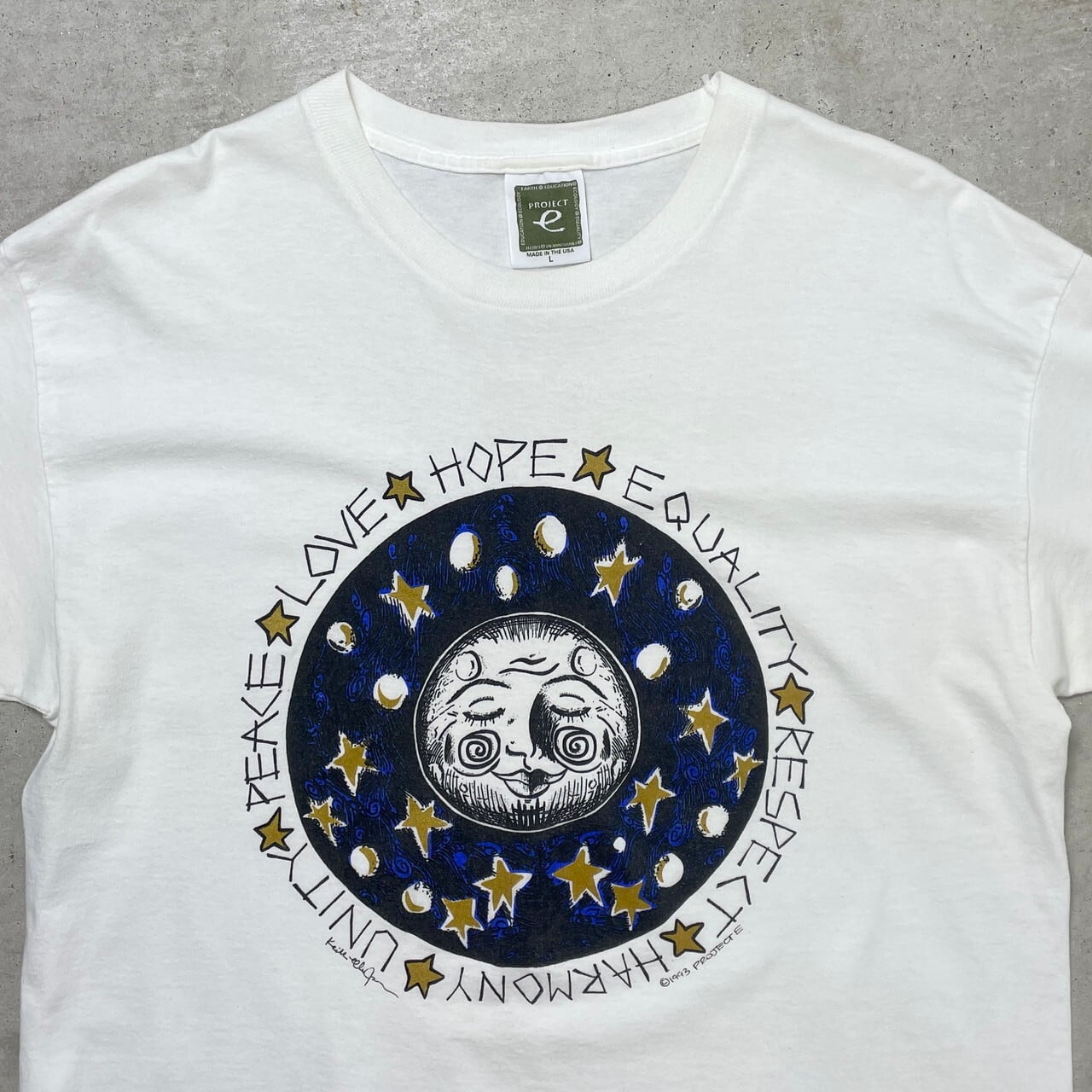 90年代 USA製 PROJECT 月 ムーン MOON アート プリントTシャツ