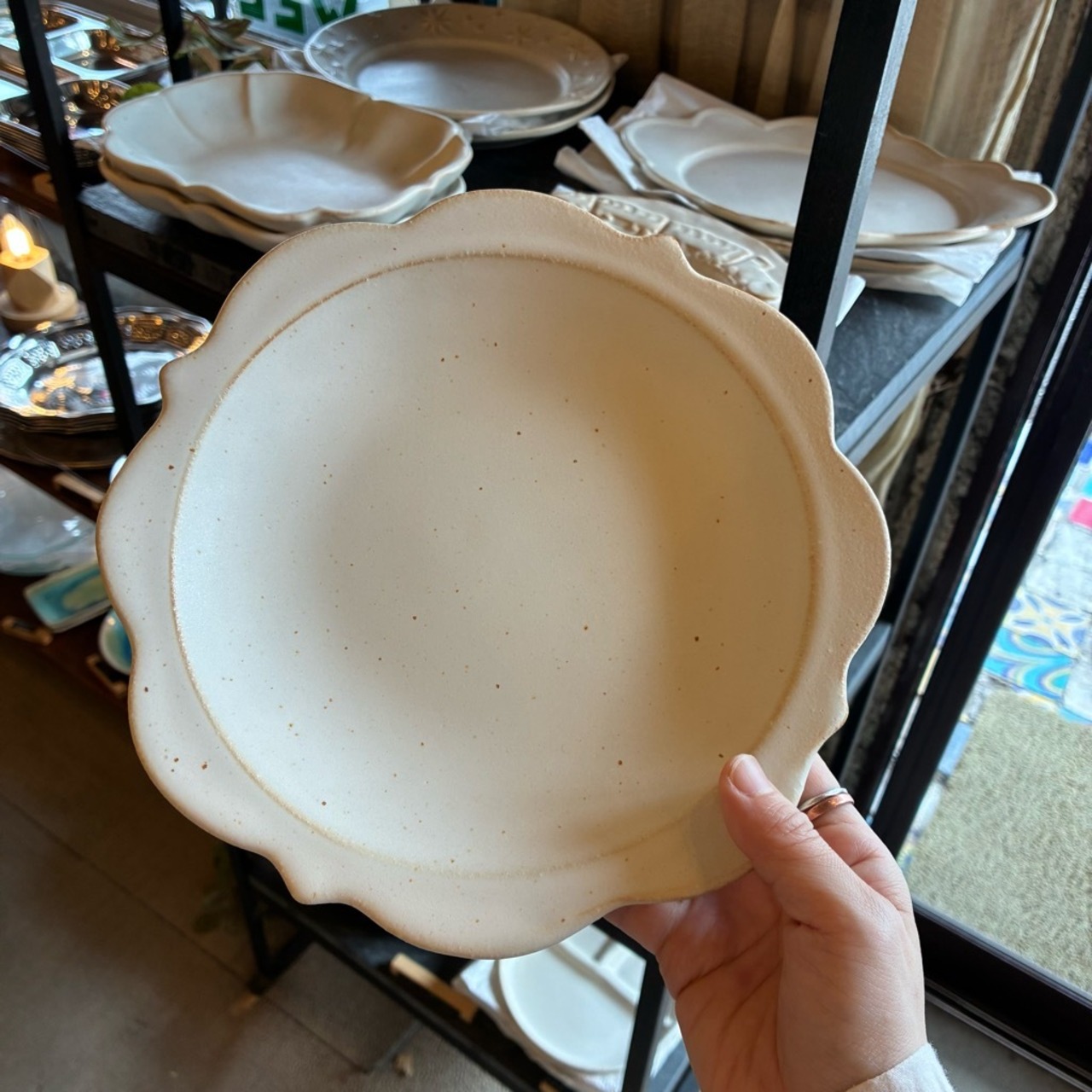 MASHIKO Sun plate Kinari　益子焼　太陽のお皿　キナリ　丸皿　ラウンドプレート　メインディッシュ　洋食　電子レンジOK　食洗機OK