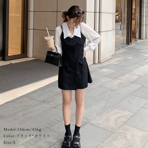 キャミワンピース 長袖 シャツ レディース 2点セット 韓国 春夏秋 かわいい 大人 きれいめ おしゃれ カジュアル ドレス 大人可愛い 大人女子