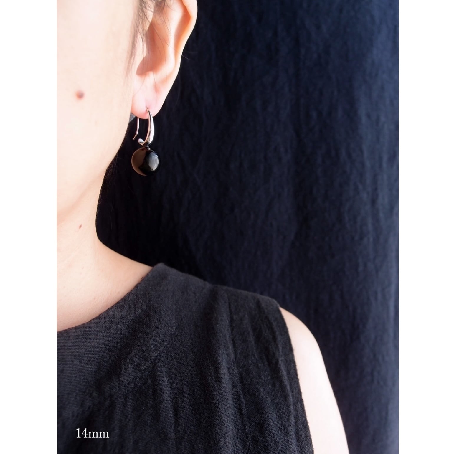 再入荷【Silver color】Black onyx Drop Earrings／ブラックオニキス
