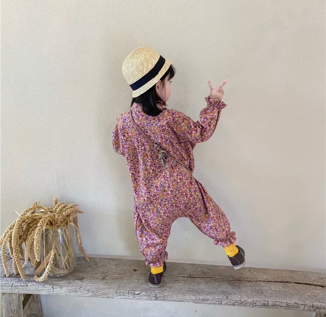 小花柄ガールズロンパース》》》》》海外子供服 春夏服 ガール つなぎ 花柄