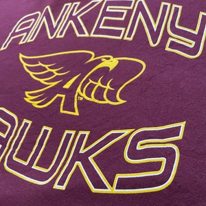 【JERZEES】アンケニー高校 Ankeny Hawks high school プリント スウェット パーカー フーディー XL ビッグサイズ ワインレッド US古着