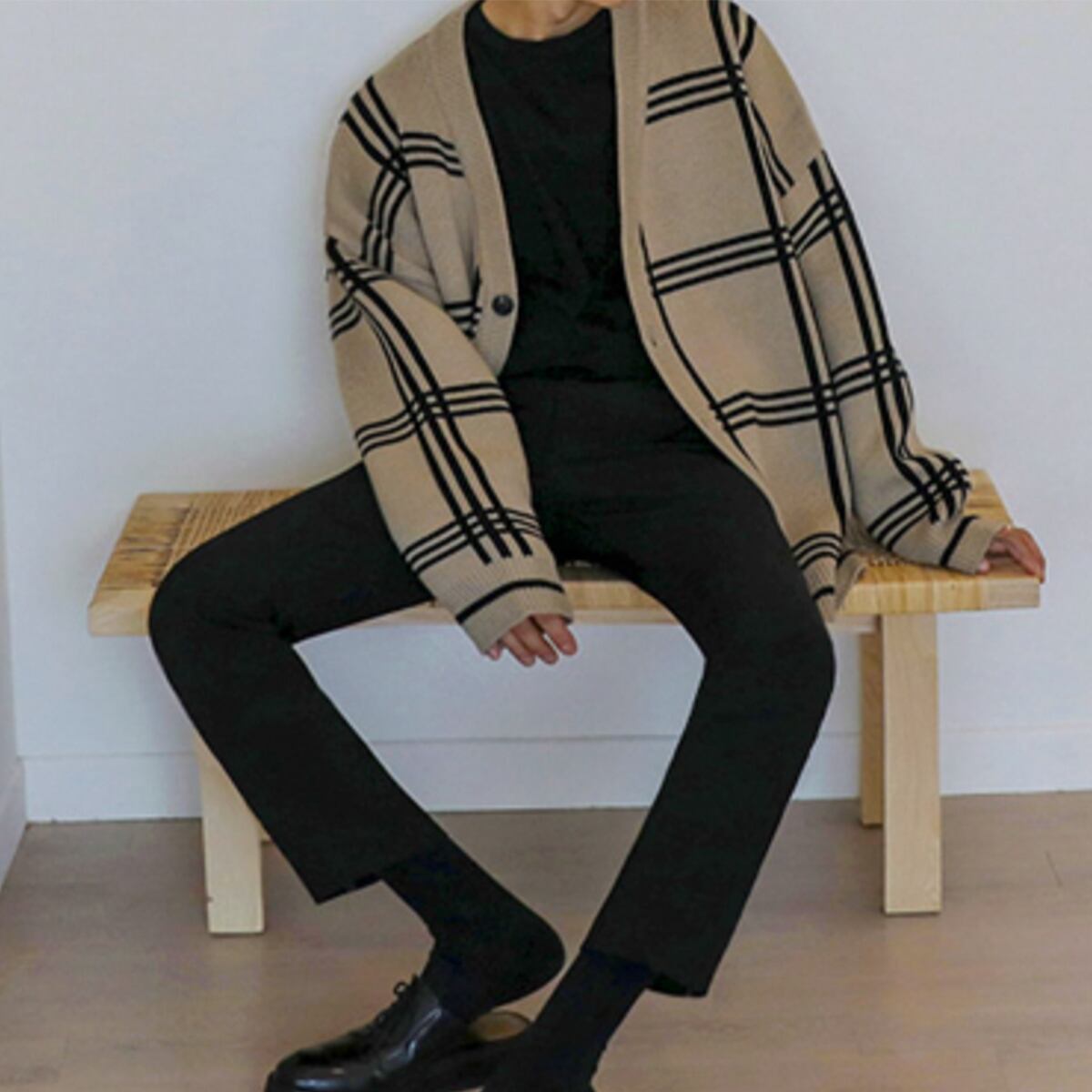 over check cardigan brown