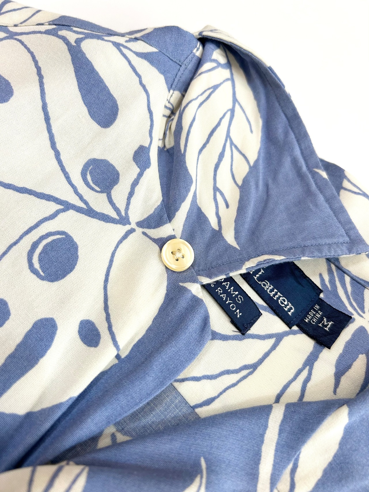 90s Ralph Lauren "RAYON" S/S OPEN COLLAR SHIRT Size M