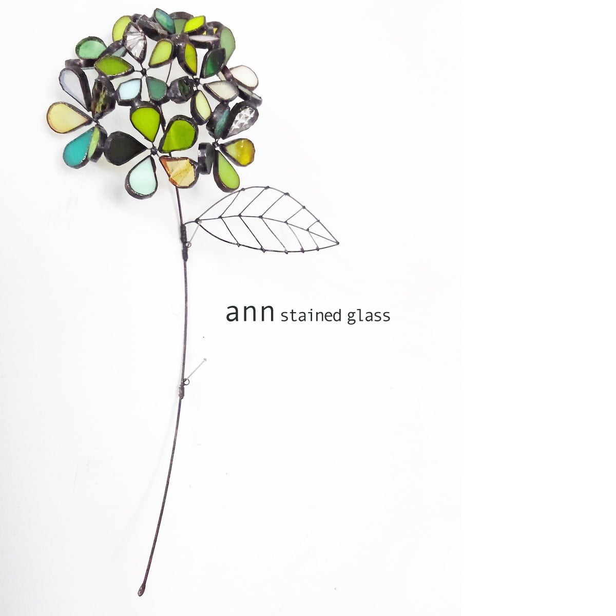 ステンドグラス 紫陽花-緑 | ann stained glass