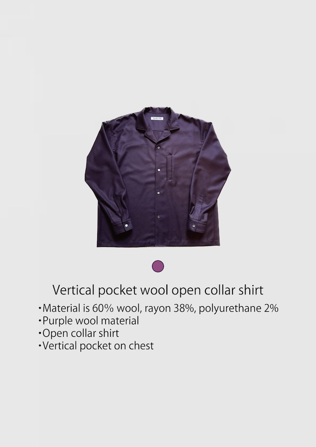 Vertical pocket wool open collar shirt