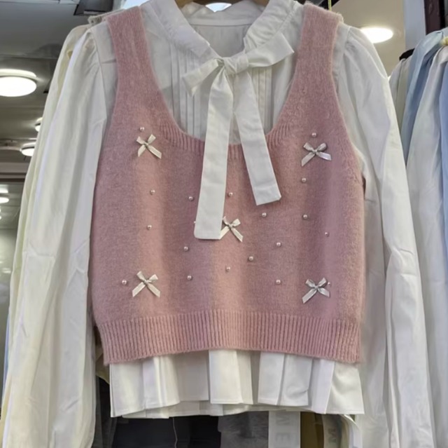 Two-piece beaded knit vest（CF133）