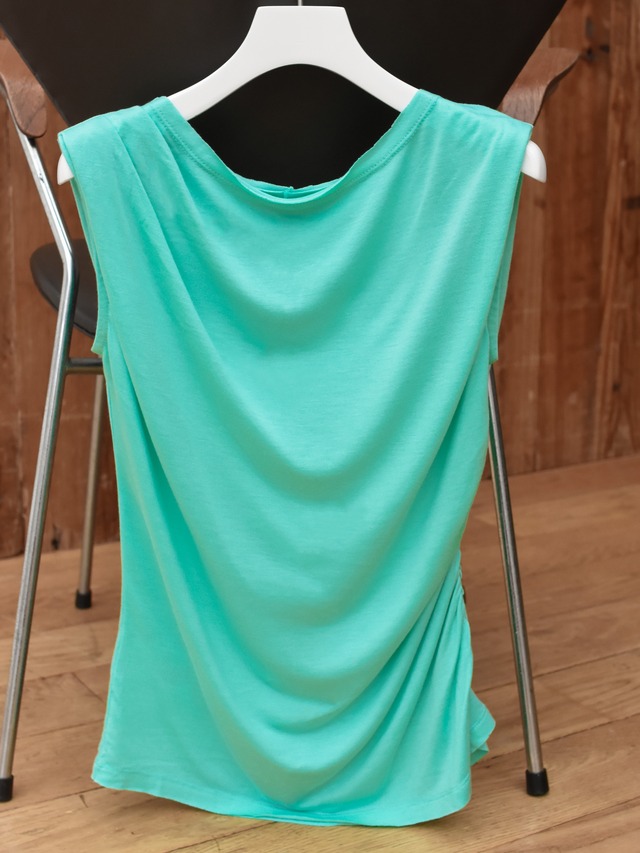 sheer shirring sleeveless tops（ocean）