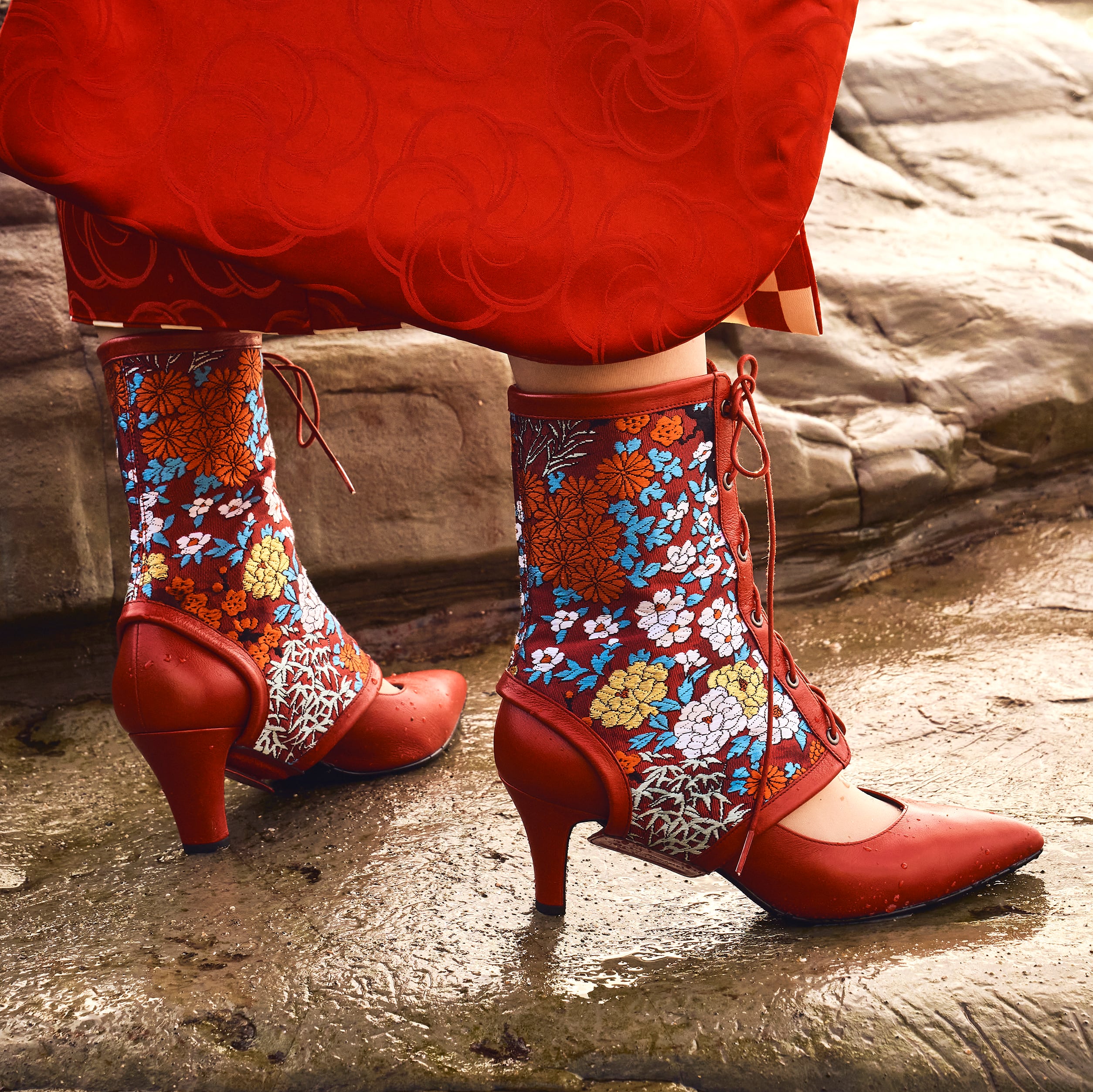 Obi de Boots iki 百花 新品 着物 成人式 前撮り 和装 撮影 Obi de Boots iki 百花 新品 着物 成人式 前撮り 和装 撮影