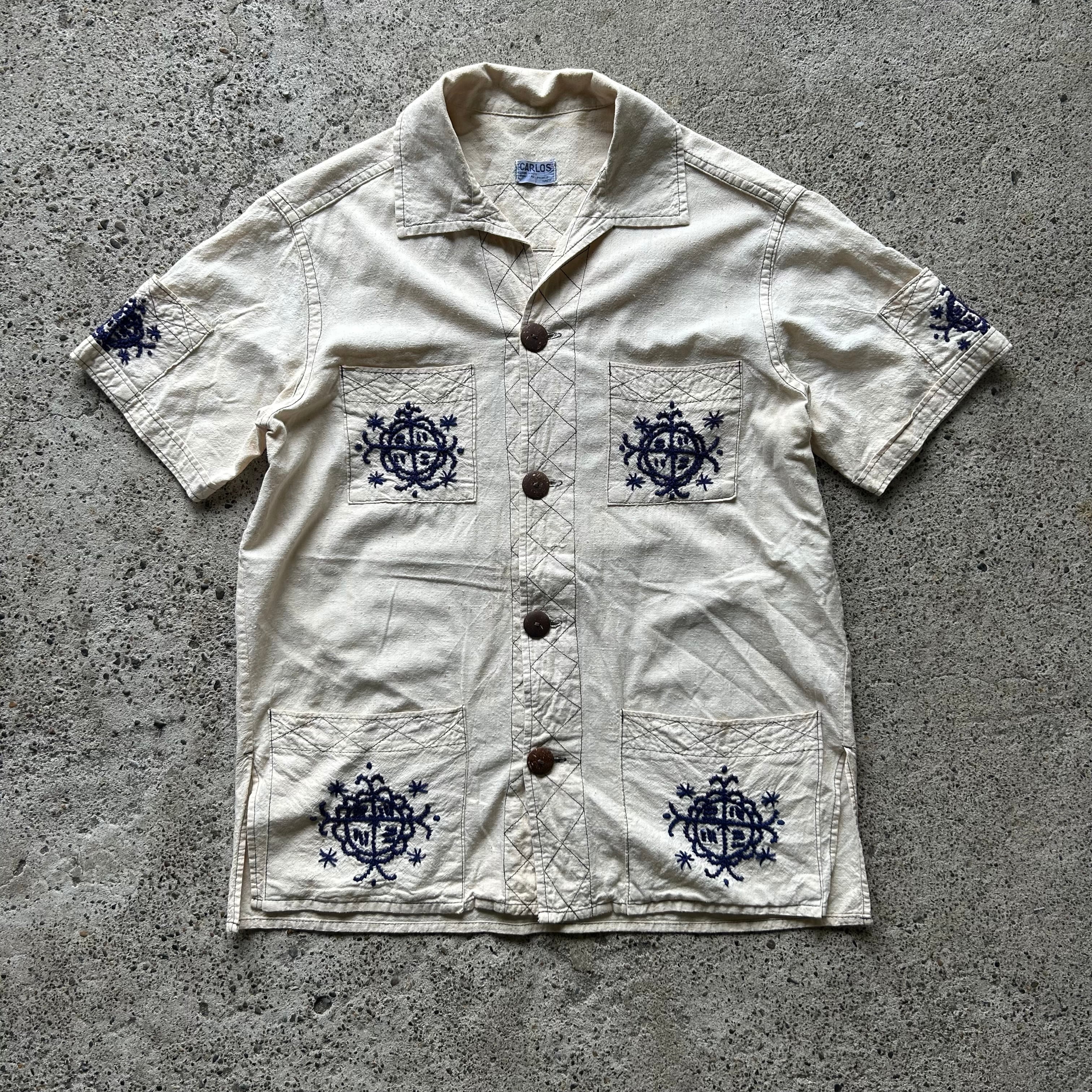 Vintage Traditional Embroidery Shirt ハイチ 刺繍 シャツ　キューバ　グアジャベラ 民族 ＃505074
