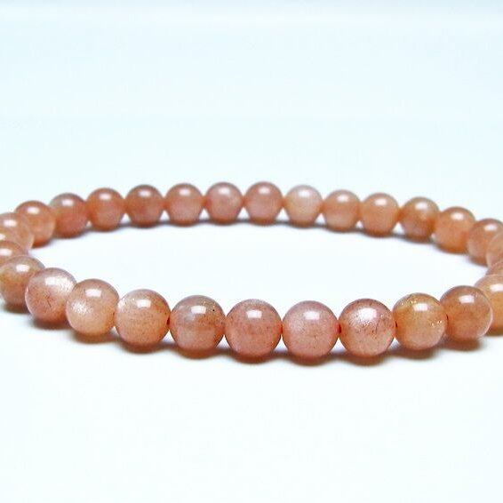 オレンジムーンストーン ブレスレット 6mm 一点物 メール便可 [M便 1/10] 111-48539