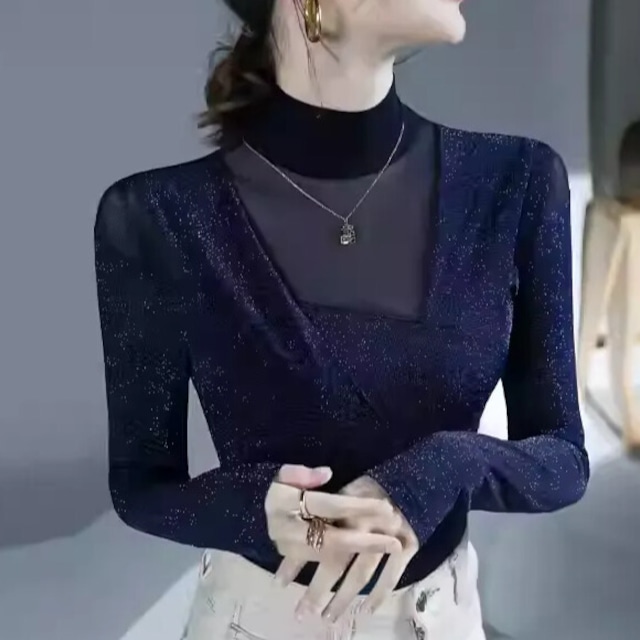 ドレープ ロングスリーブ ラメ ダンスカットソー ds1101