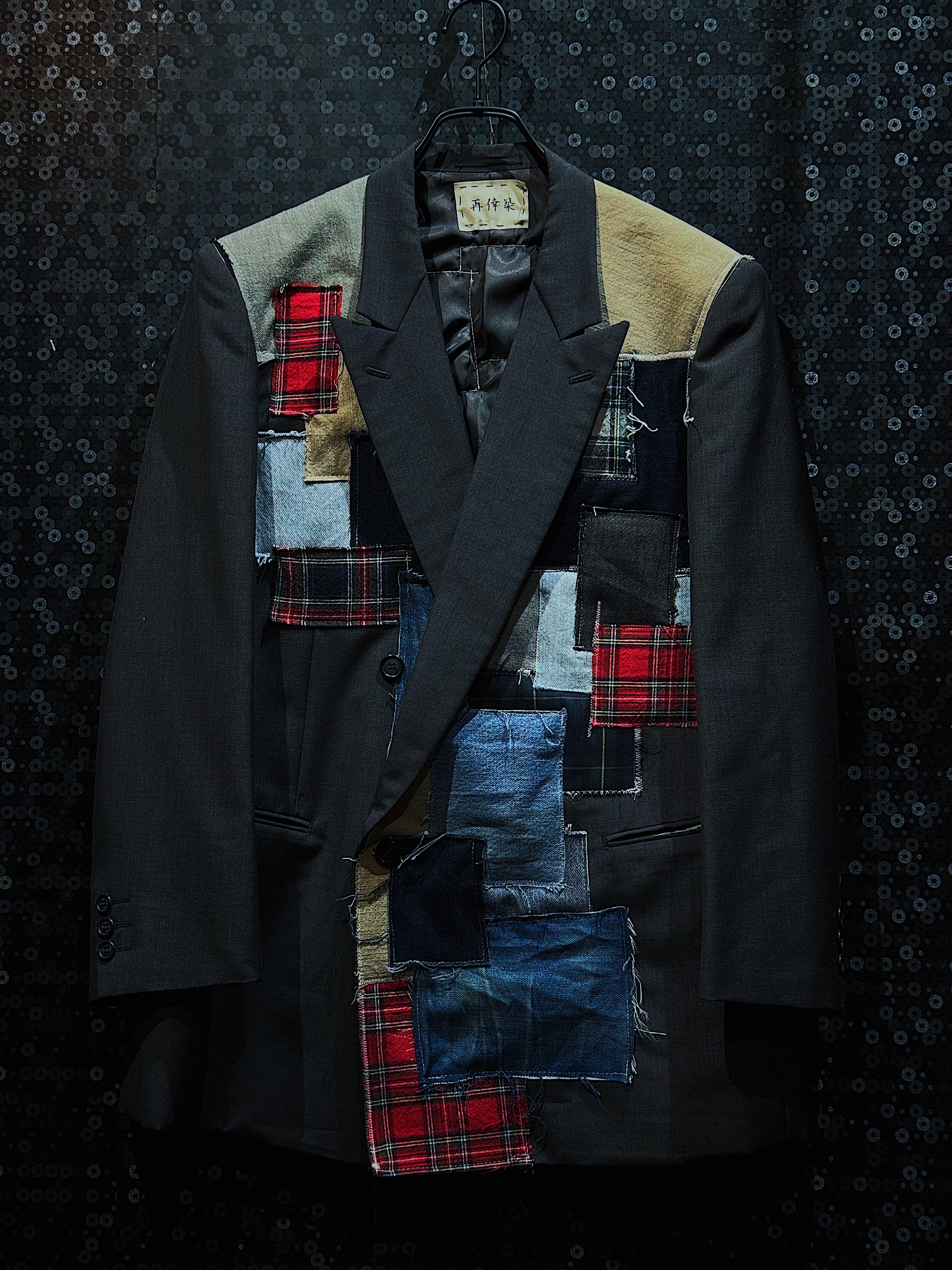 【ÆIEM】"再倖築"vintage patchwork silhouette tailored jacket