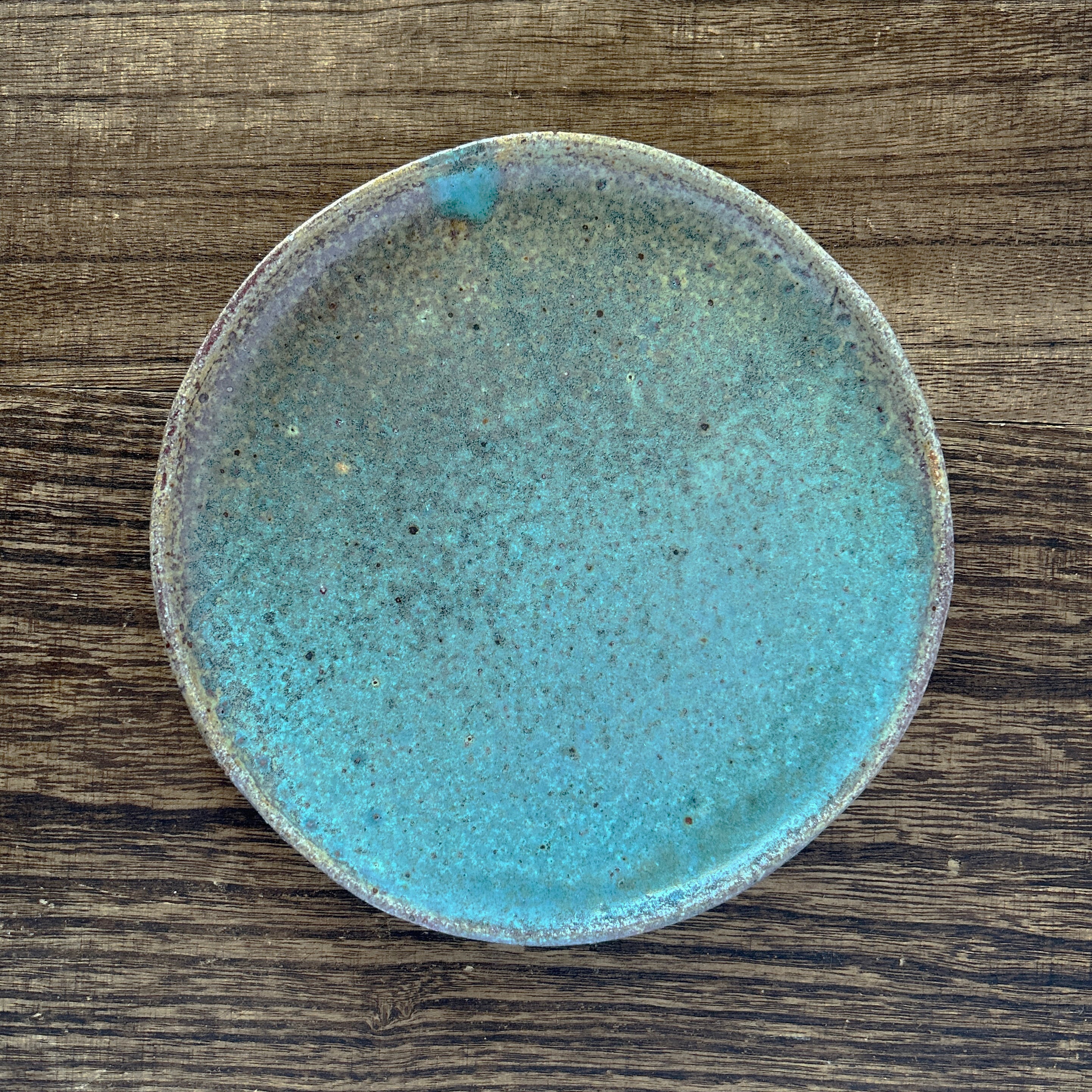 陶器 平皿 ケーキ皿 ターコイズブルー | le mum online shop