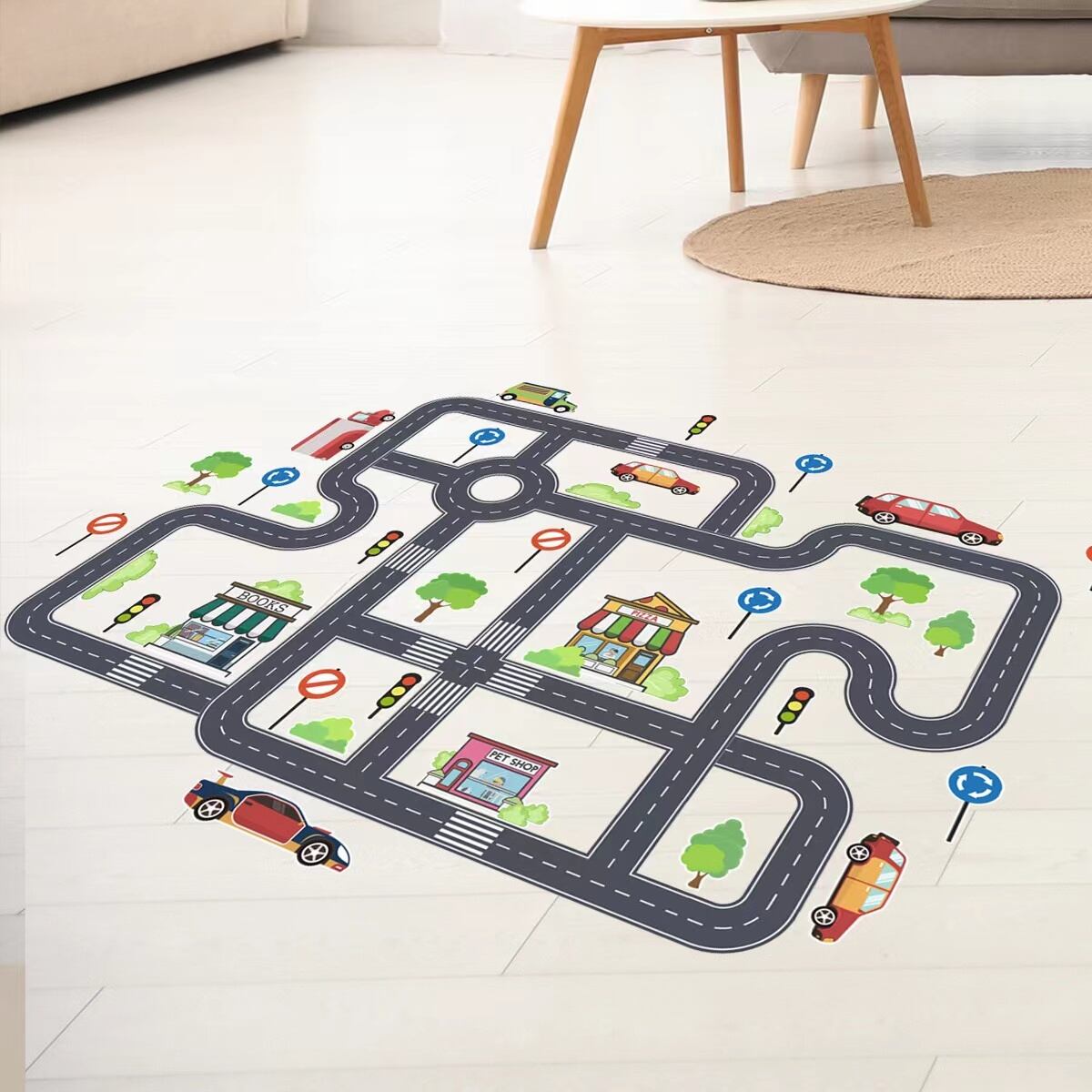 アート用立体模様シート 2枚セット ウォールステッカー BED019 子供の遊び 車の道路 DIY 壁紙 インテリア
