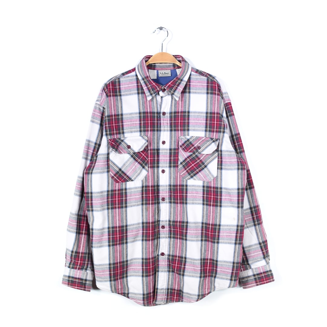 80s エルエルビーン USA製 フランネルシャツ ティンバーライン ライナー付 長袖シャツ タータンチェック L.L.BEAN メンズL 古着 @CA1395