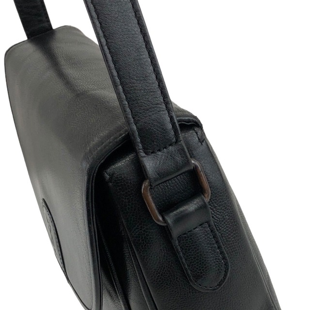 Yves Saint Laurent イヴ・サンローラン ショルダーバッグ ブラック YSL型押し レザー vintage ヴィンテージ オールド 8yem5z