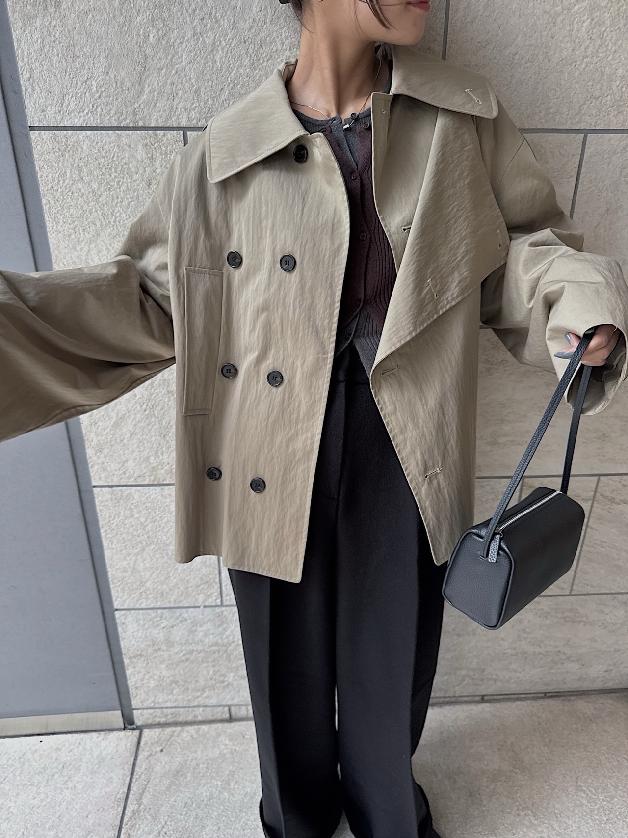 overlap front half trench coat