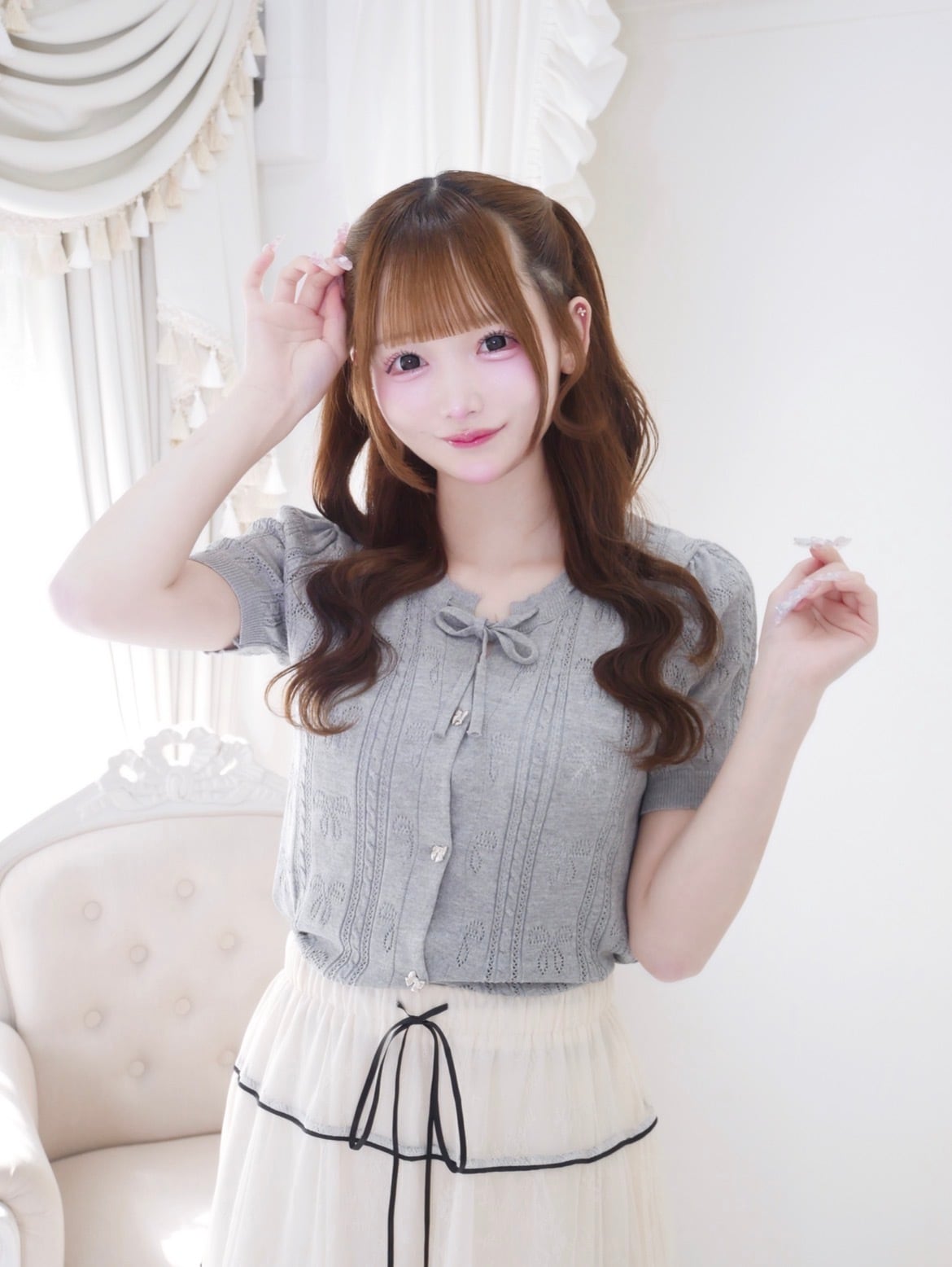 【LAST2】sweet ribbon knit cardigan