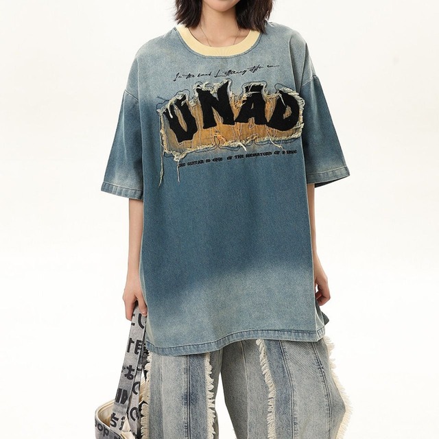 クラッシュロゴヴィンテージライクTシャツ 1col   R01753