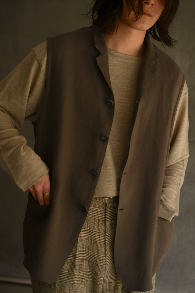 m’s braque / STAND UP COLLAR GILET (Mocha)