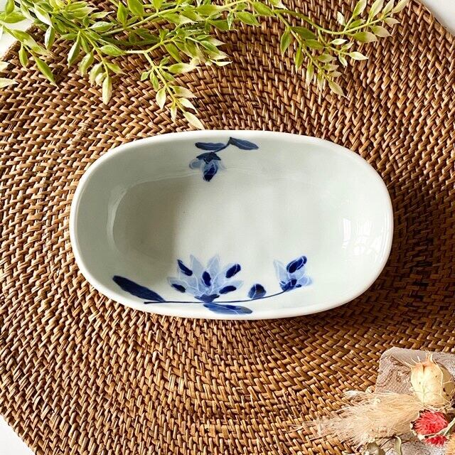 花もよう(木蓮) オーバル鉢(小)
