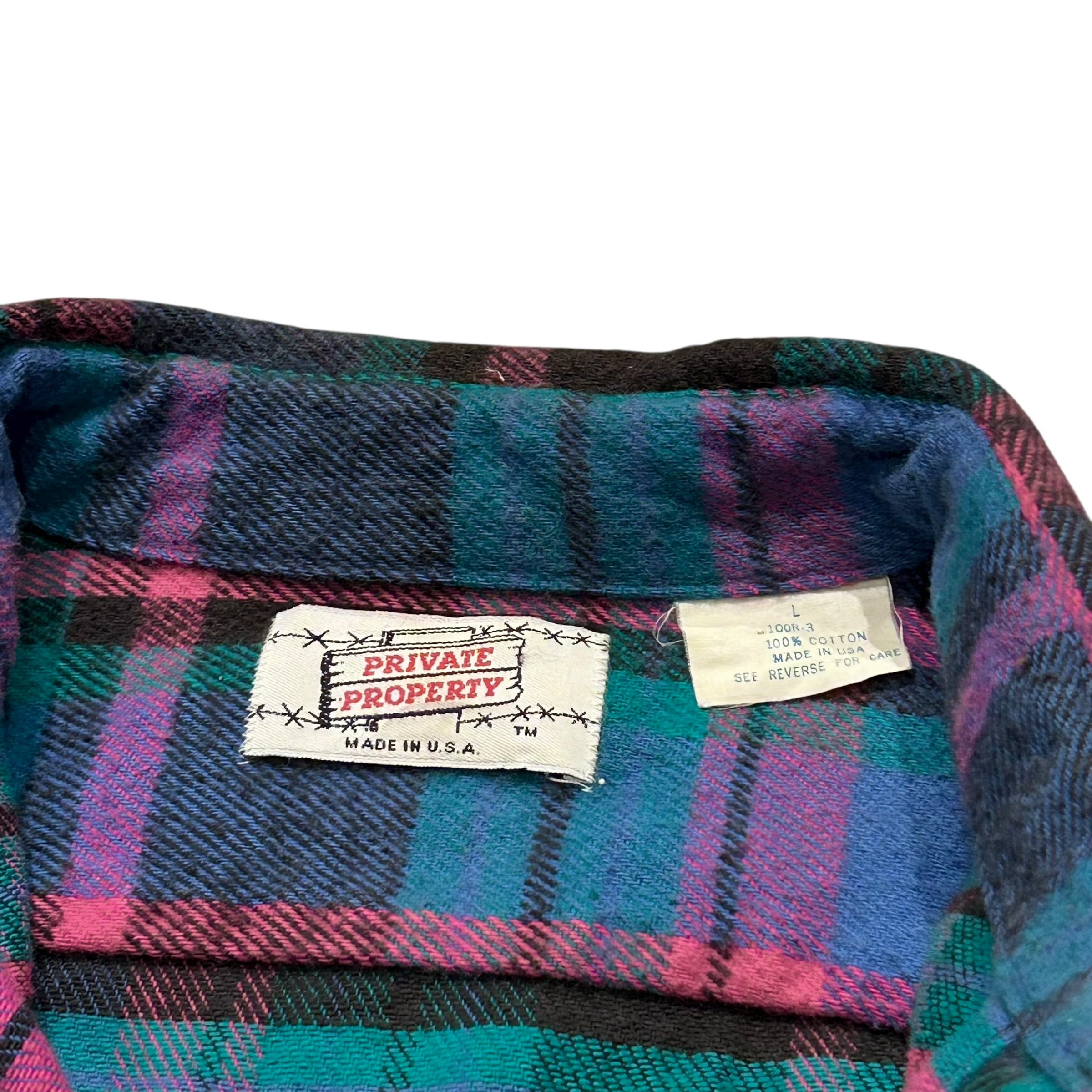 【90年代usa製、最高カラー】プライベートプロパティ古着ネルシャツFJ長袖L. 90年代usa製、最高カラー】プライベートプロパティ古着ネル