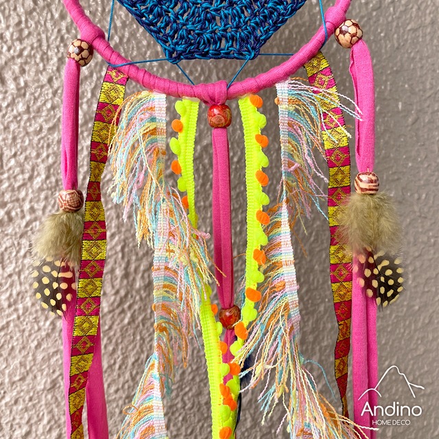 ドリームキャッチャー シンプルミニピンクカラーフェザー Andino 南米雑貨 インテリア