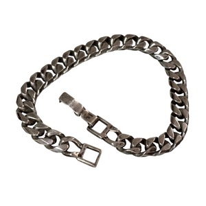 vintage heavy gauge silver flat link chain bracelet