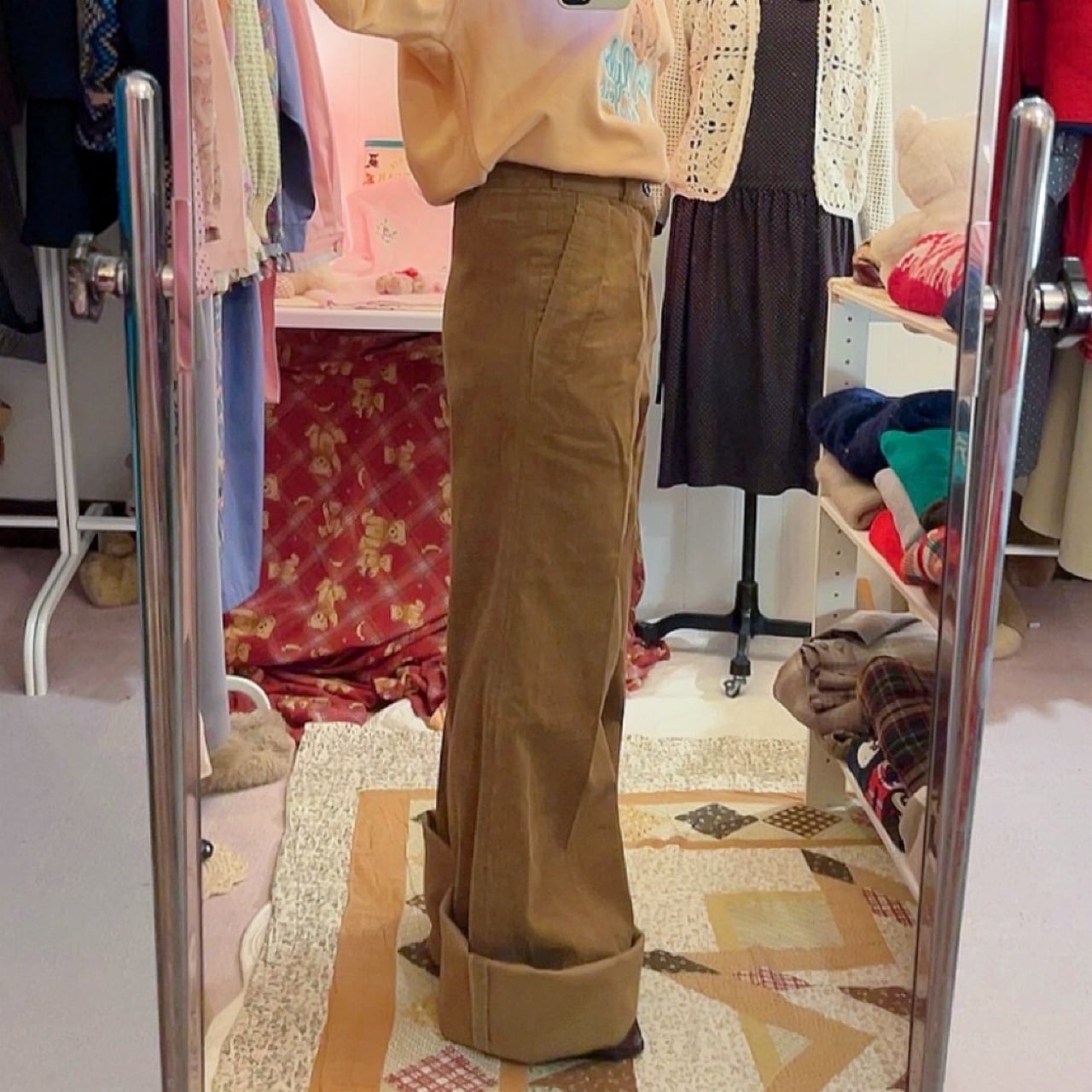brown corduroy wide pants
