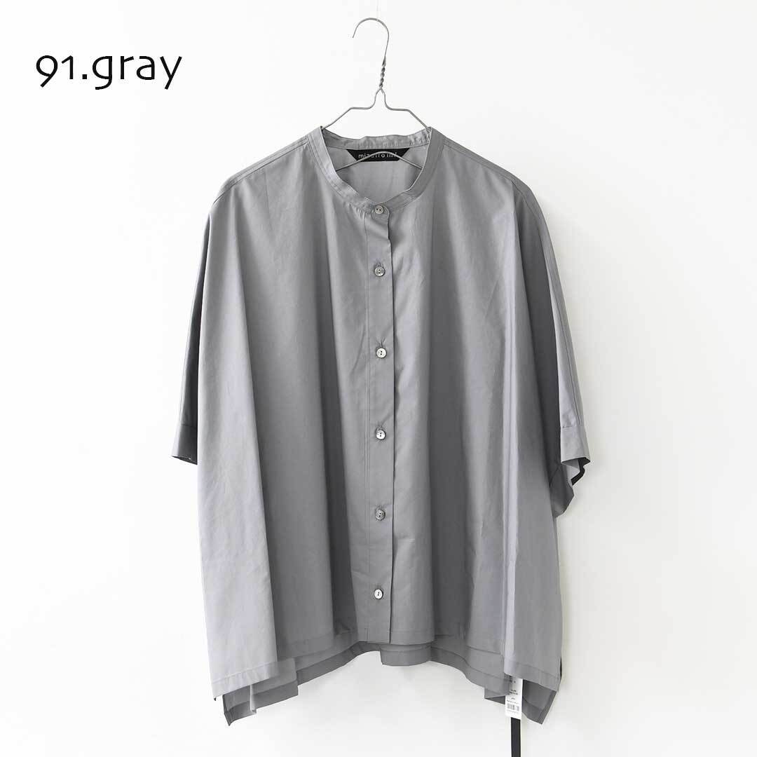 mizuiro ind [ミズイロ インド] half slv stand collar wide shirt [2