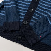 TOMMY HILFIGER トミーヒルフィガー ボーダー柄 ショールカラー コットン ニット カーディガン サイズ XL /ネイビー/メンズ