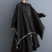 スタッズ装飾 アシンメトリー シャツ  00084