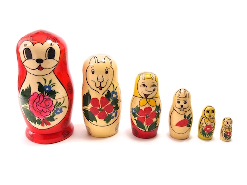 Traditional Semenov Animals Matryoshka 6 piece [Anilin]