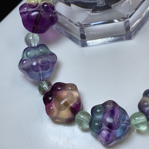 5.カラフル☆グラデーション肉球フローライト・ブレスレット