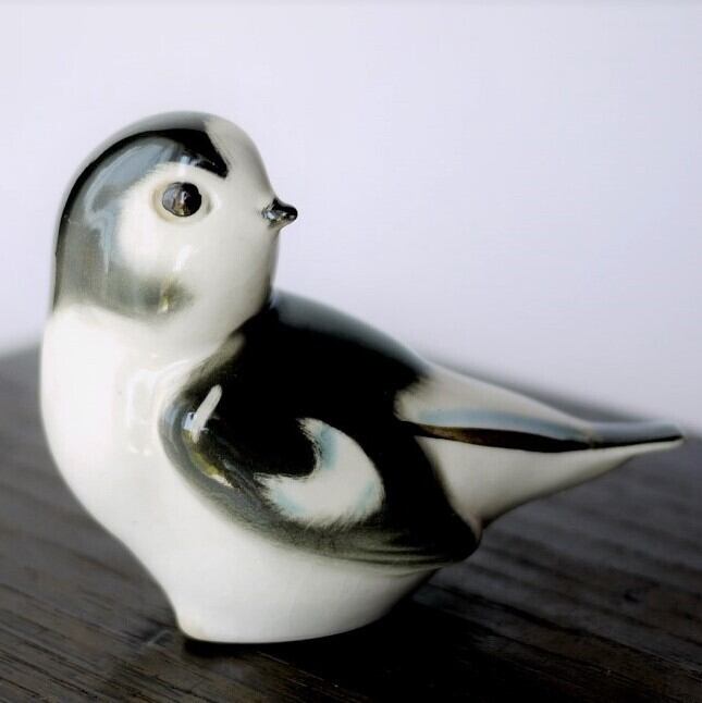 USSR ロモノーソフ 小鳥フィギュリン 陶磁器置物 ユキホオジロ