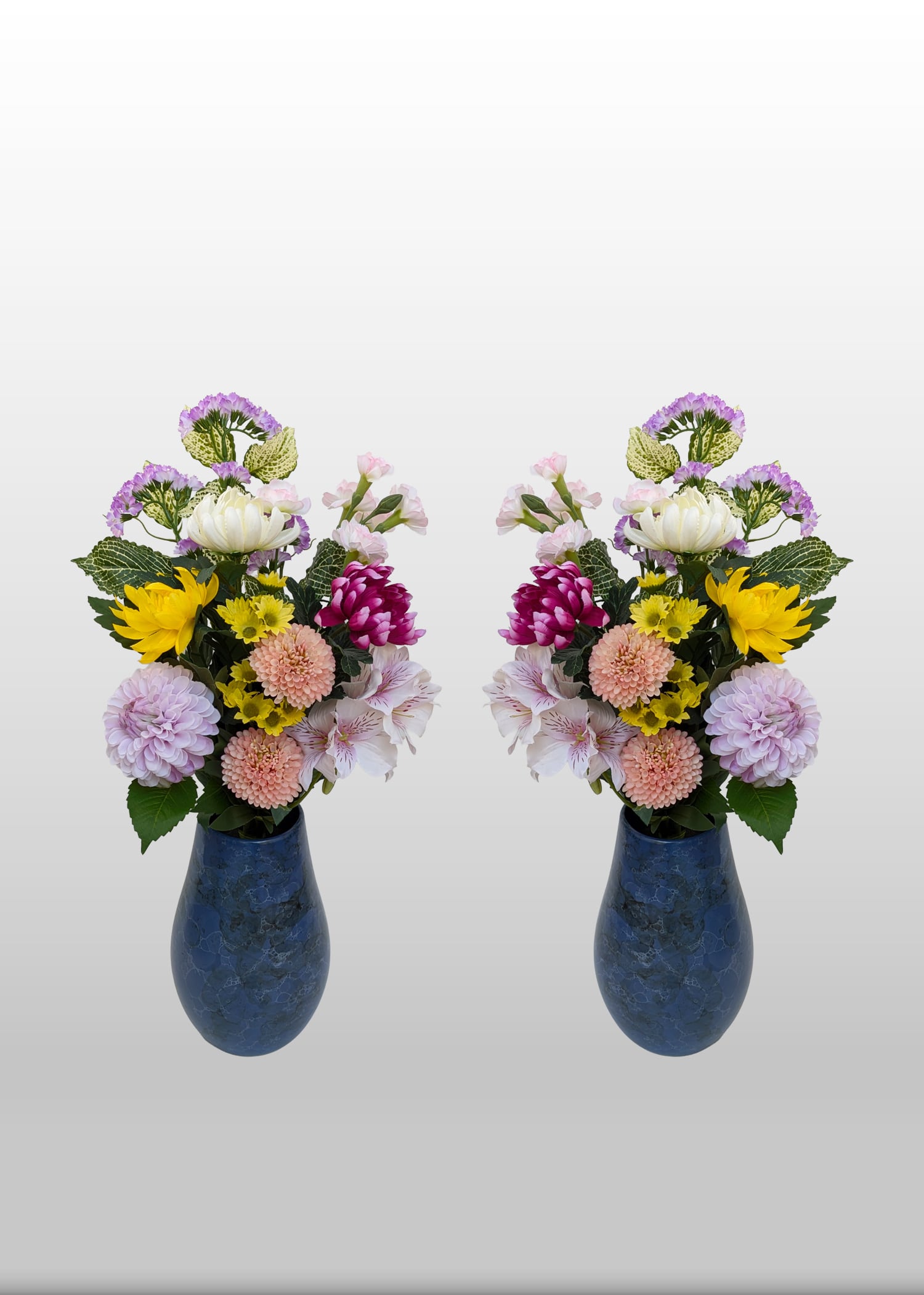 高級仏花 8寸花瓶用造花の大きめ対お供え花 花瓶無し