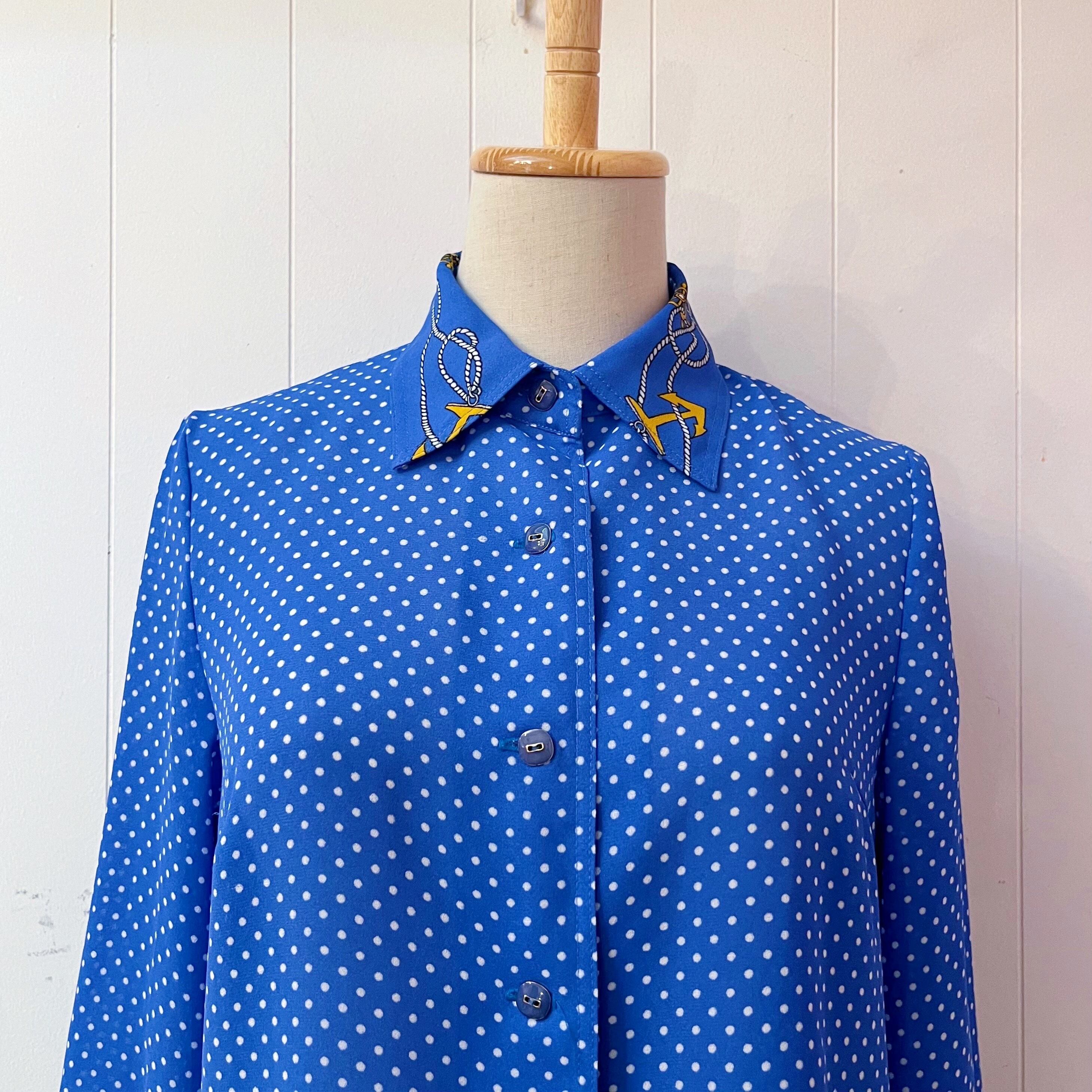 marine dot blue shirt
