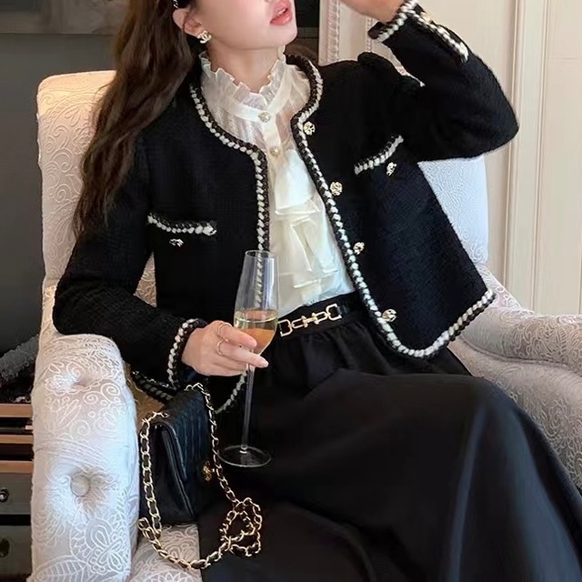 【XS~XL,3color】ツイード ショート ジャケット a050