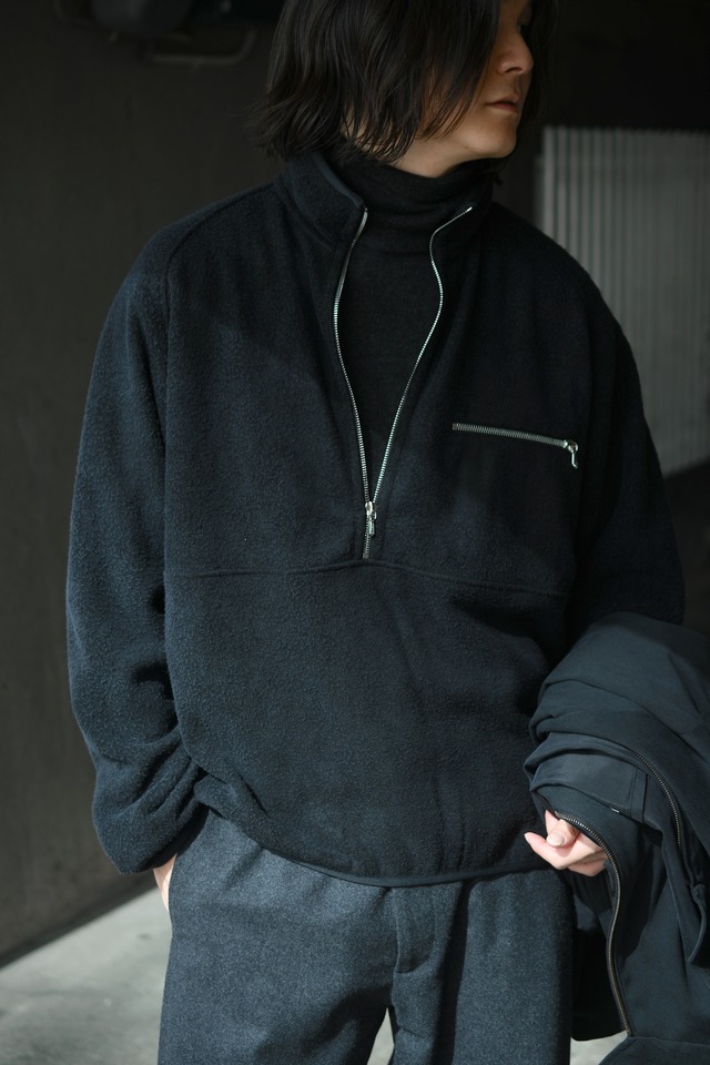A.PRESSE / Vintage Silk Fleece Harf ZIP Jacket (Black)