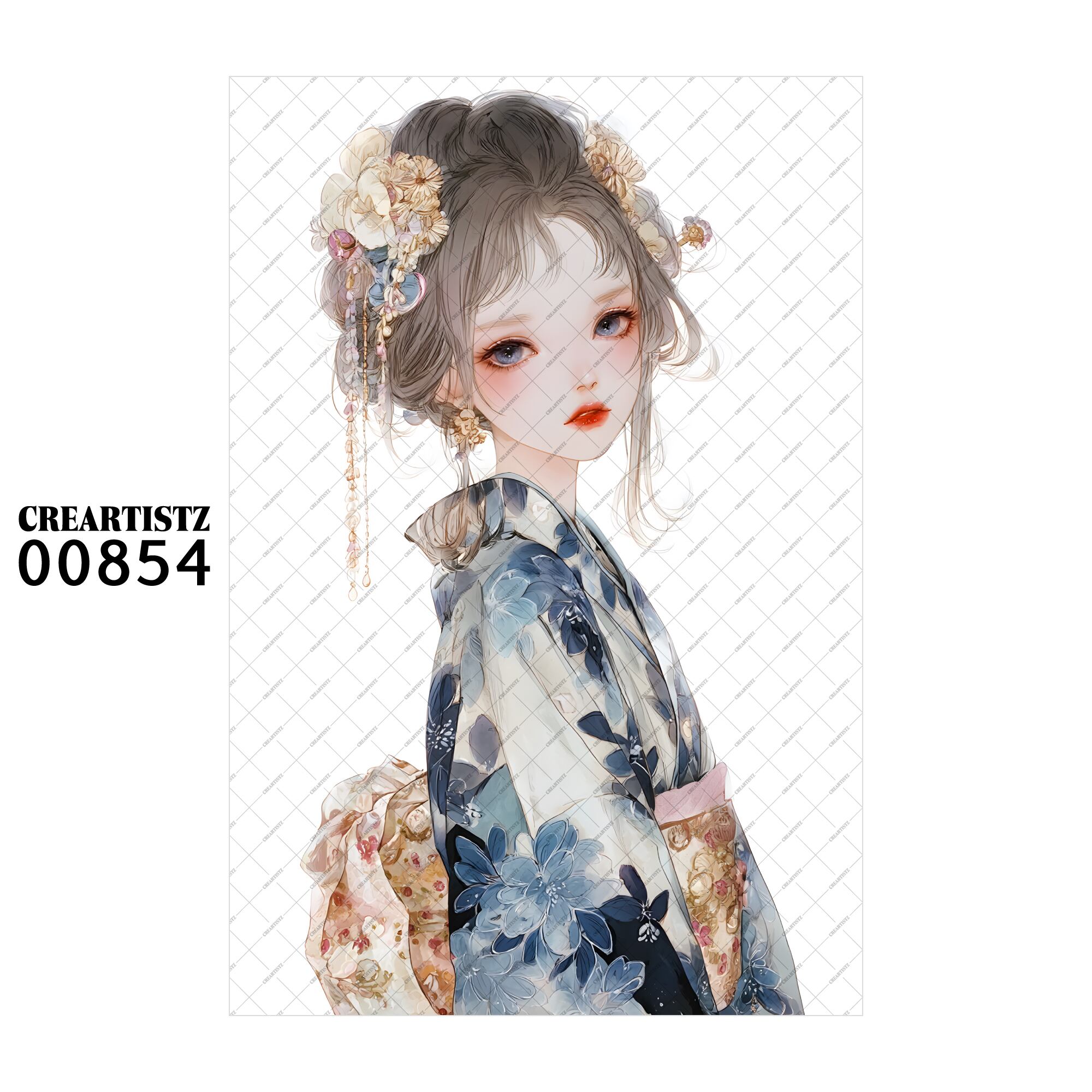 00854 ガール キュート オリジナル ペーパー/ステッカー 4枚セット CREARTISTZ
