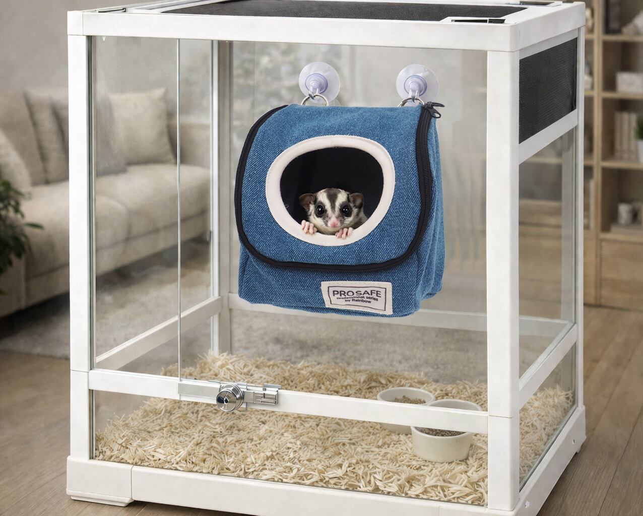 【小動物用品】【PRO SAFE】デグモモハウス デニム/ナチュラル/グレー