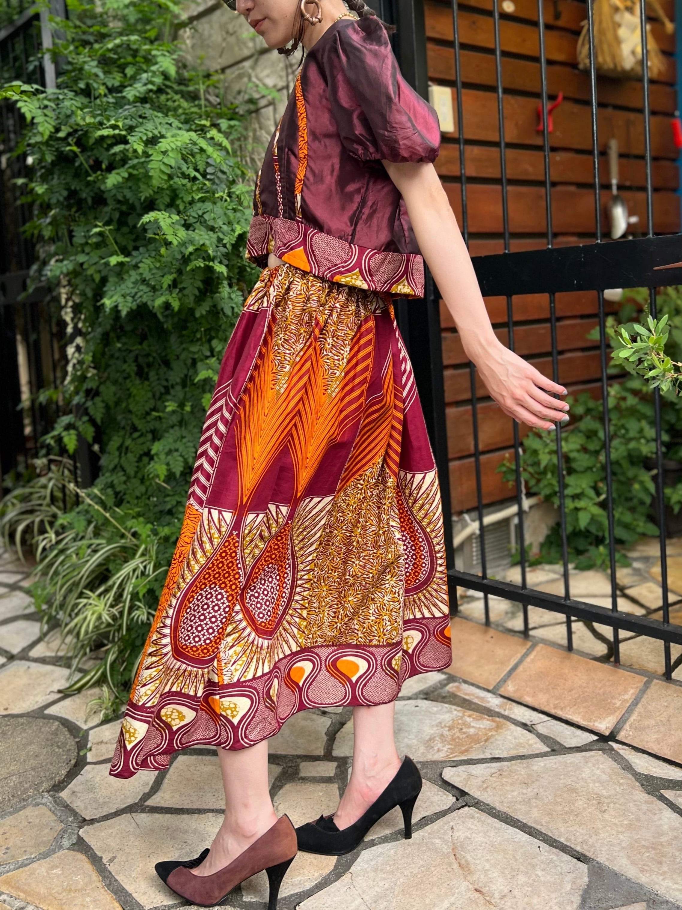 Vintage african batik cotton poly set up ( ヴィンテージ アフリカン