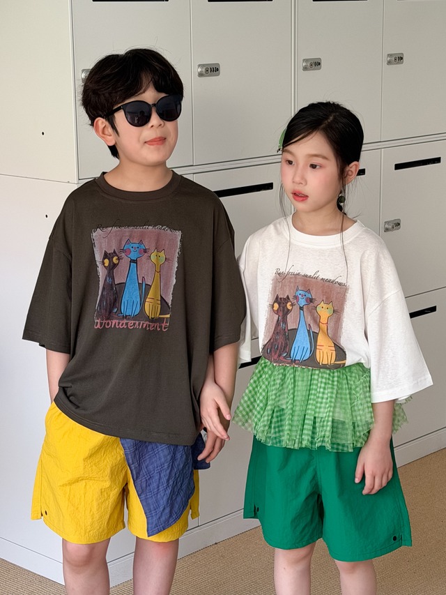 【KID】トリプルキャットプリント半袖Tシャツ - 13