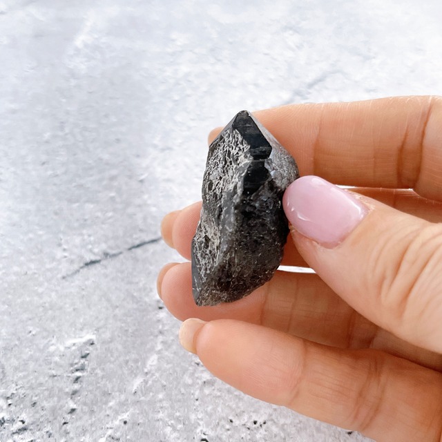 チベット産モリオンD・原石・14g ✧麻ポーチ付き✧黒水晶