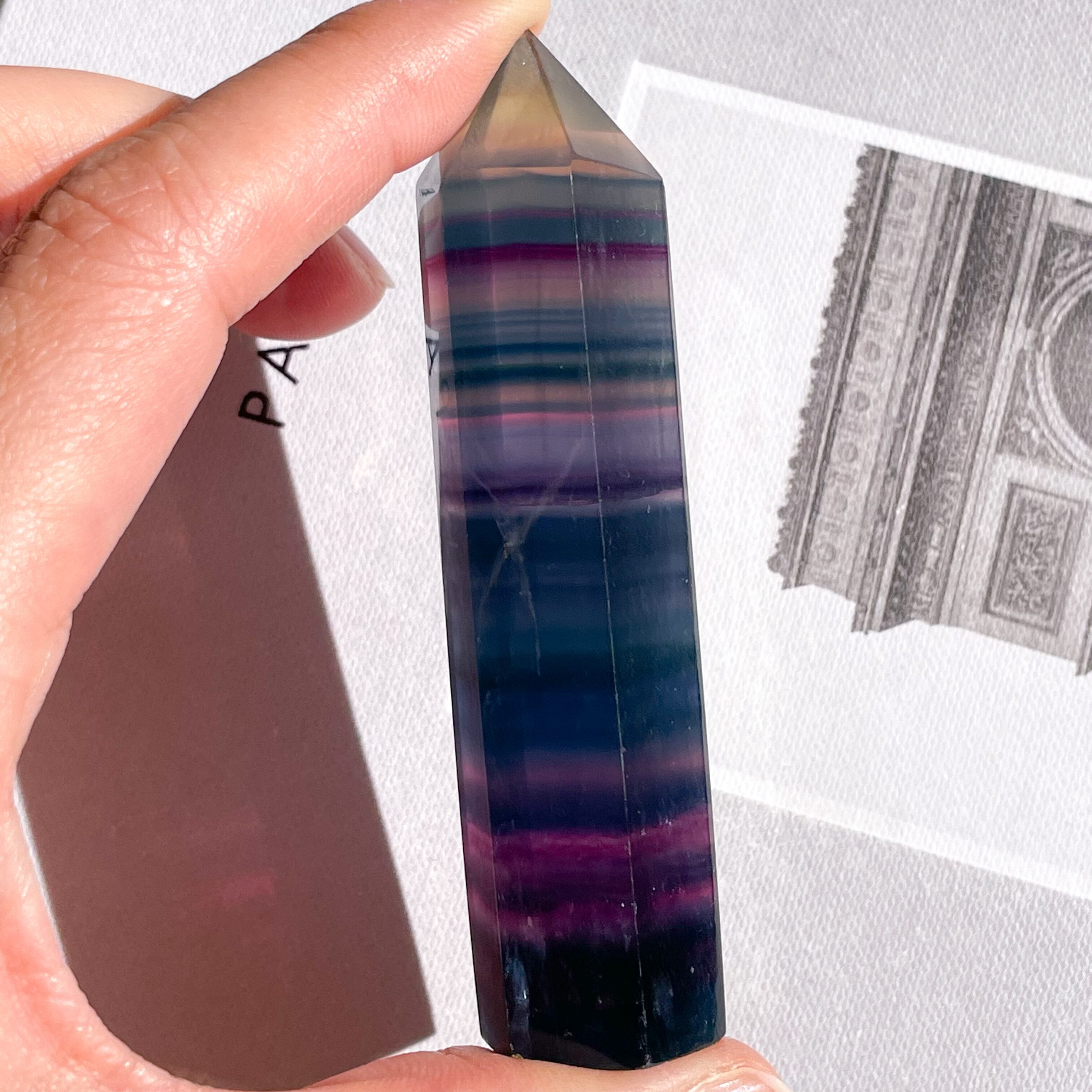 Blue Rainbow Fluorite Point 3 ✧ 雨と虹のブルーレインボーフローライト