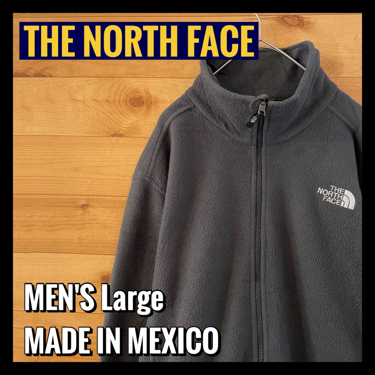 【NORTH FACE】メキシコ製 フルジップ POLARTEK フリースジャケット バックロゴ 刺繍ロゴ メンズL アメリカ古着